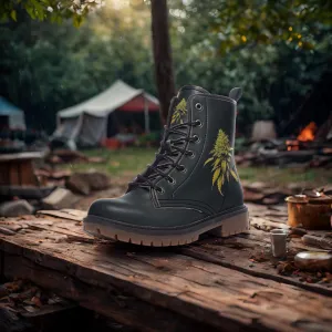 🛍️ Dark Cannabis Vegan Combat Boots – Grounded in Style, Rooted in Meaning