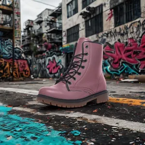🛍️ Mauve Combat Boots – Soft Strength, Loud Soul