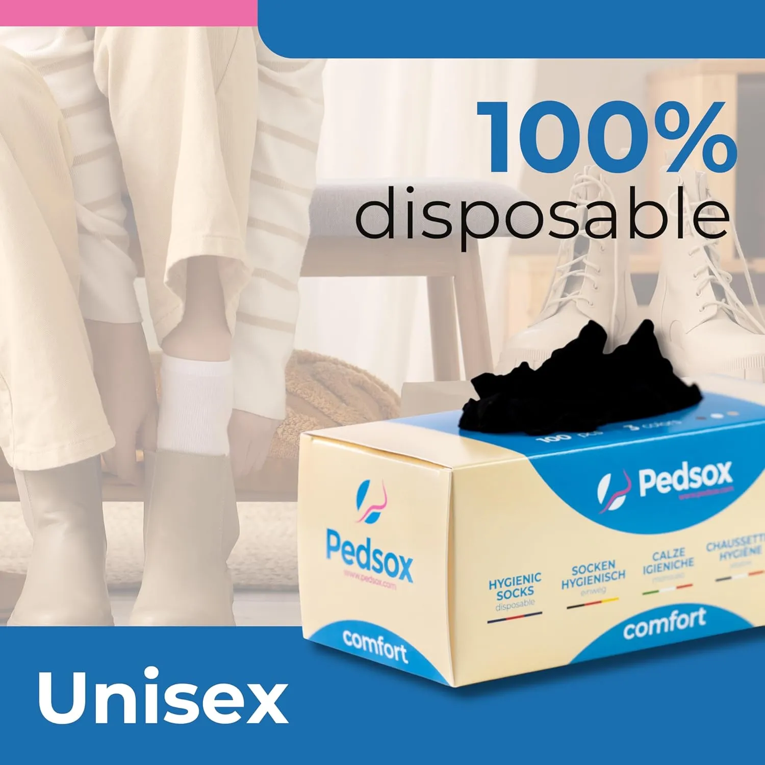 100pcs Disposable Hygienic Try On Socks, Comfort Line, Unisex, One Size