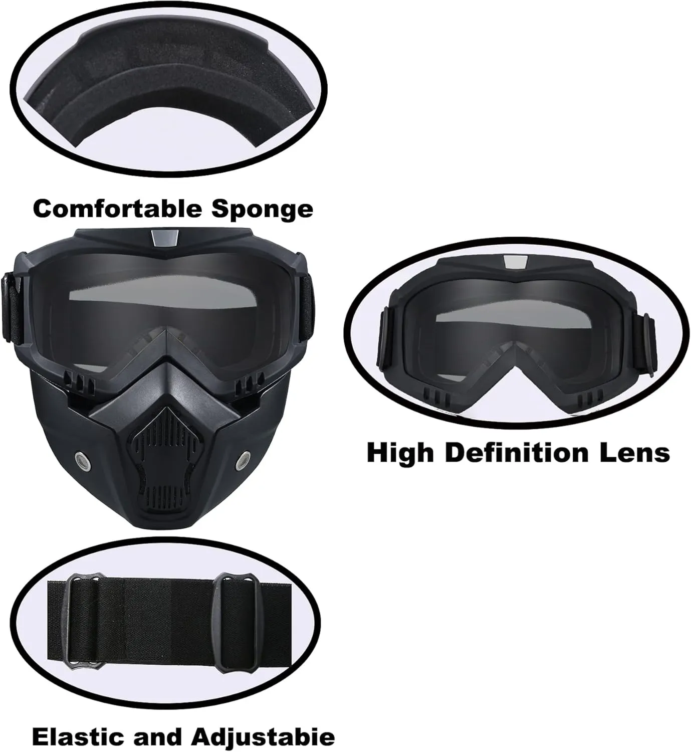 2 Pack Airsoft Mask Full Face, Paintball Mask,Motorcycle Mask，Tactical Full Face Mask Ski Mask Goggles Detachable