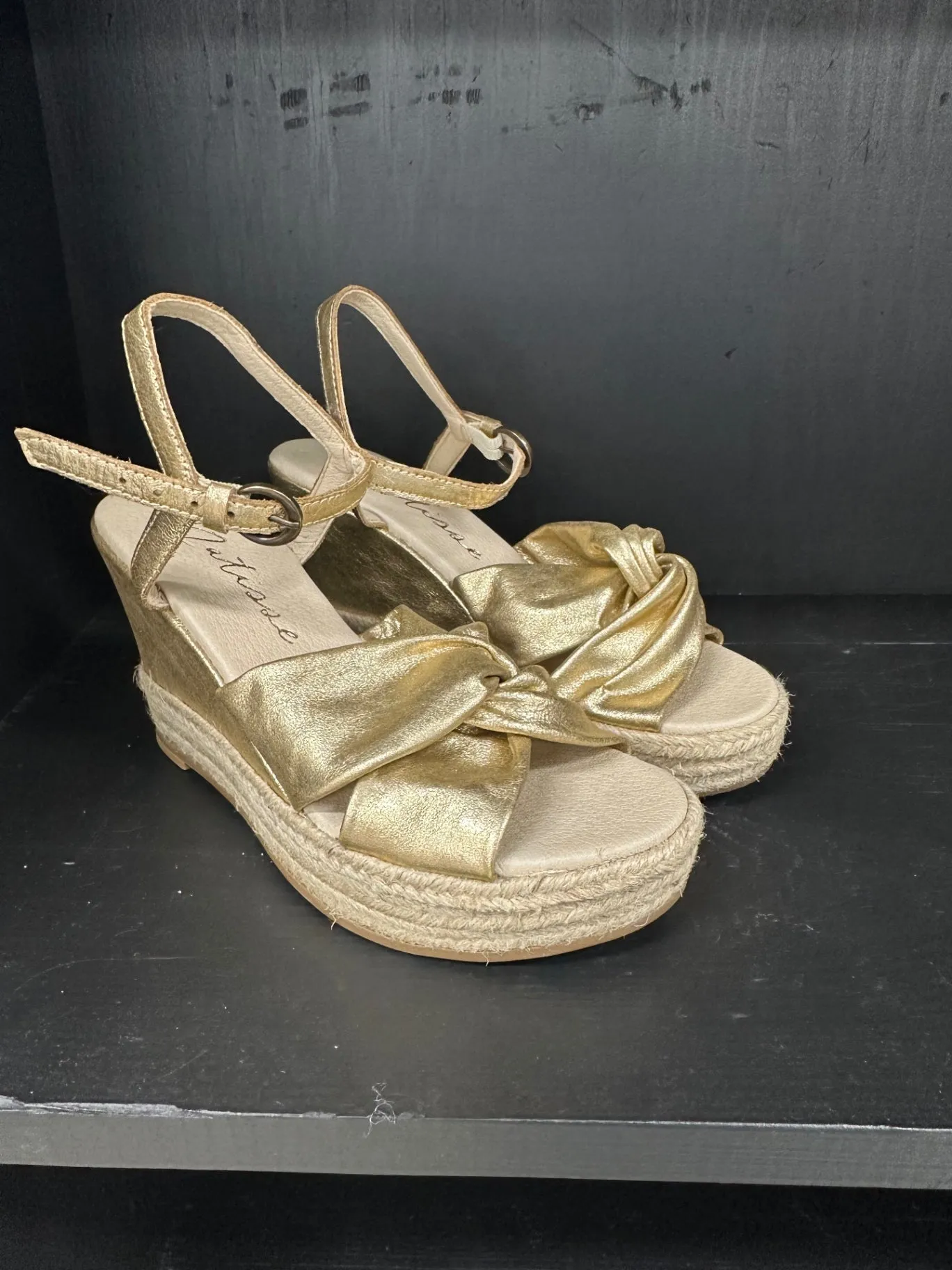 5 Gold Matisse Wedge Sandals
