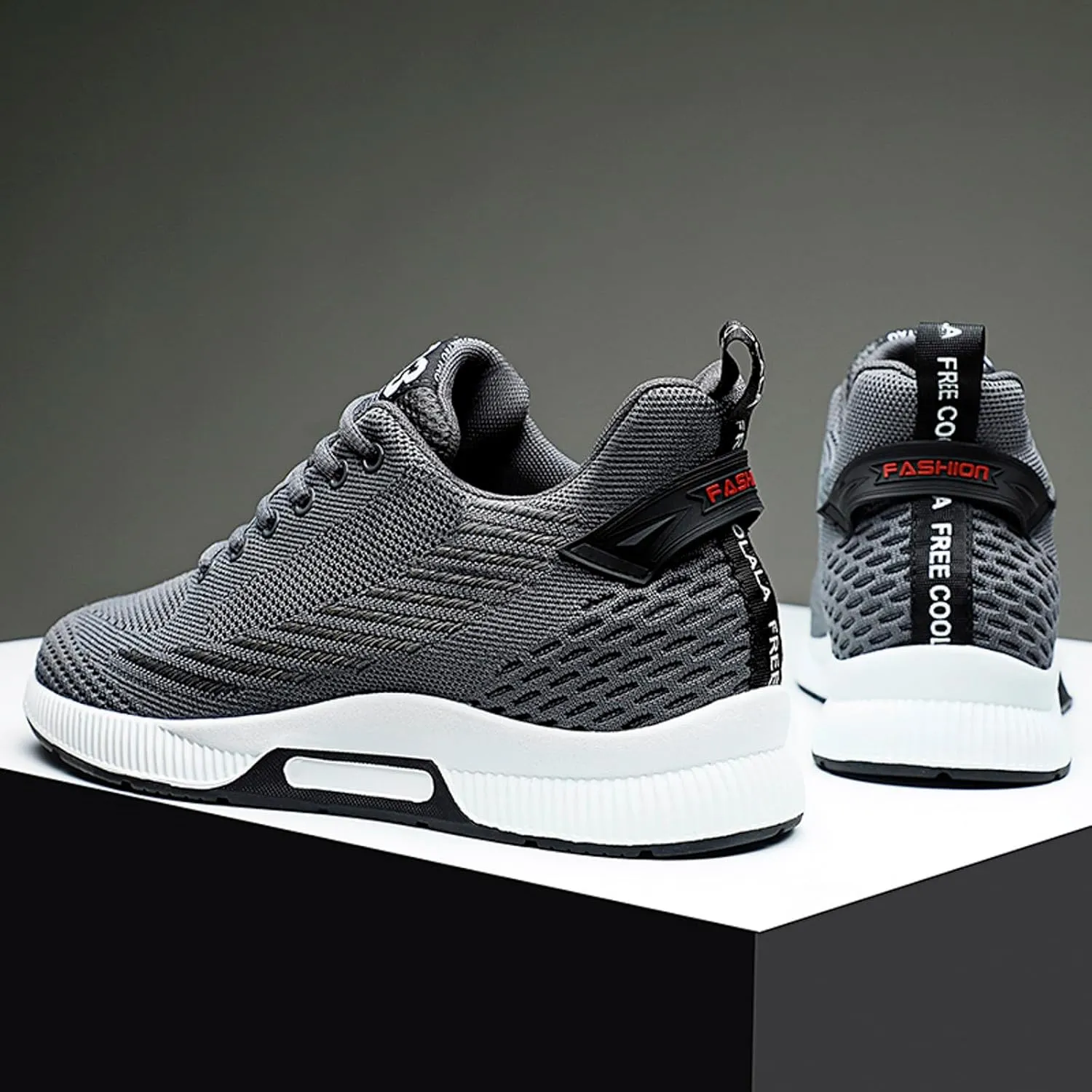 6cm Men's Elevator Shoes Men's Casual Mesh Trainers Lightweight Breathable Lace Up Sports Shoes with Hidden Lift Heel for Men Big Sneaker Slippers Men