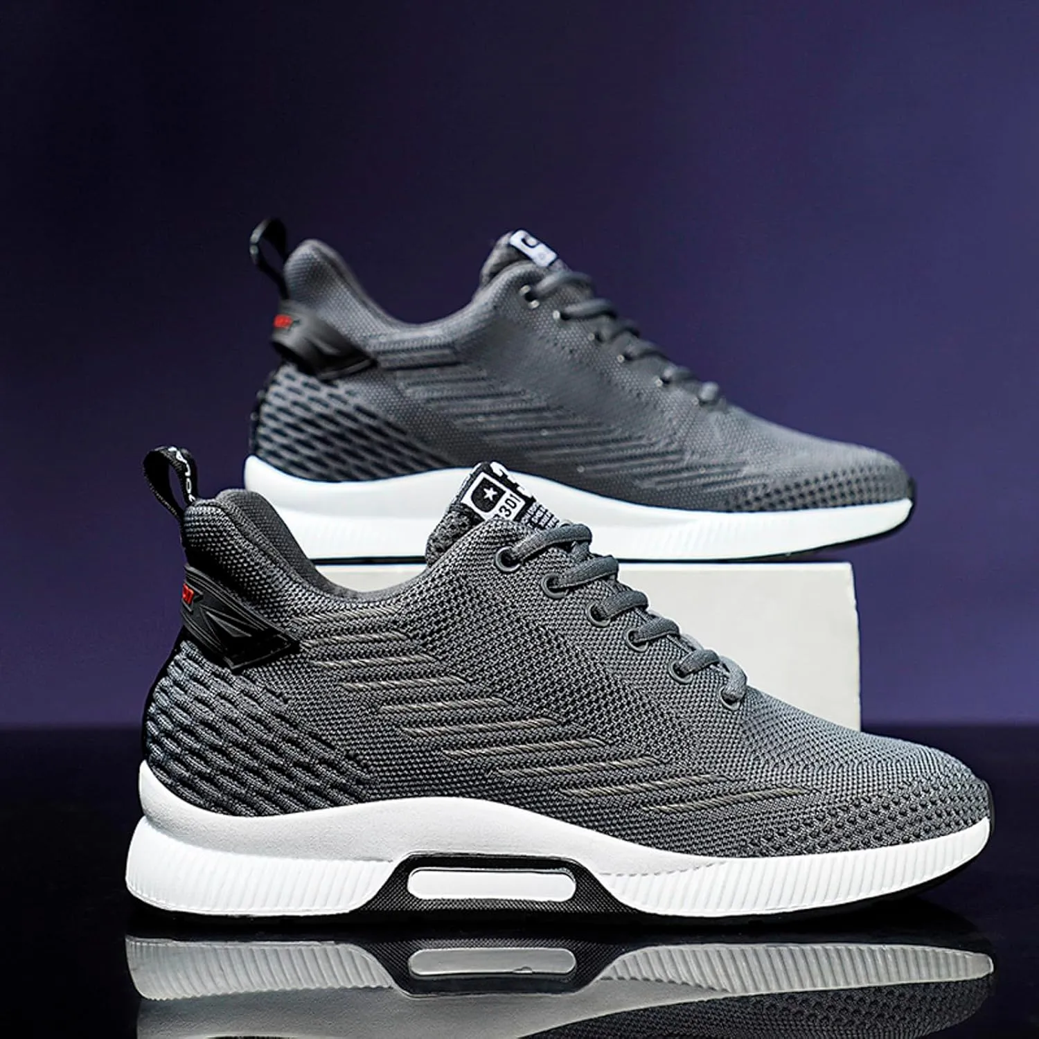 6cm Men's Elevator Shoes Men's Casual Mesh Trainers Lightweight Breathable Lace Up Sports Shoes with Hidden Lift Heel for Men Big Sneaker Slippers Men