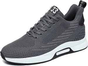 6cm Men's Elevator Shoes Men's Casual Mesh Trainers Lightweight Breathable Lace Up Sports Shoes with Hidden Lift Heel for Men Big Sneaker Slippers Men