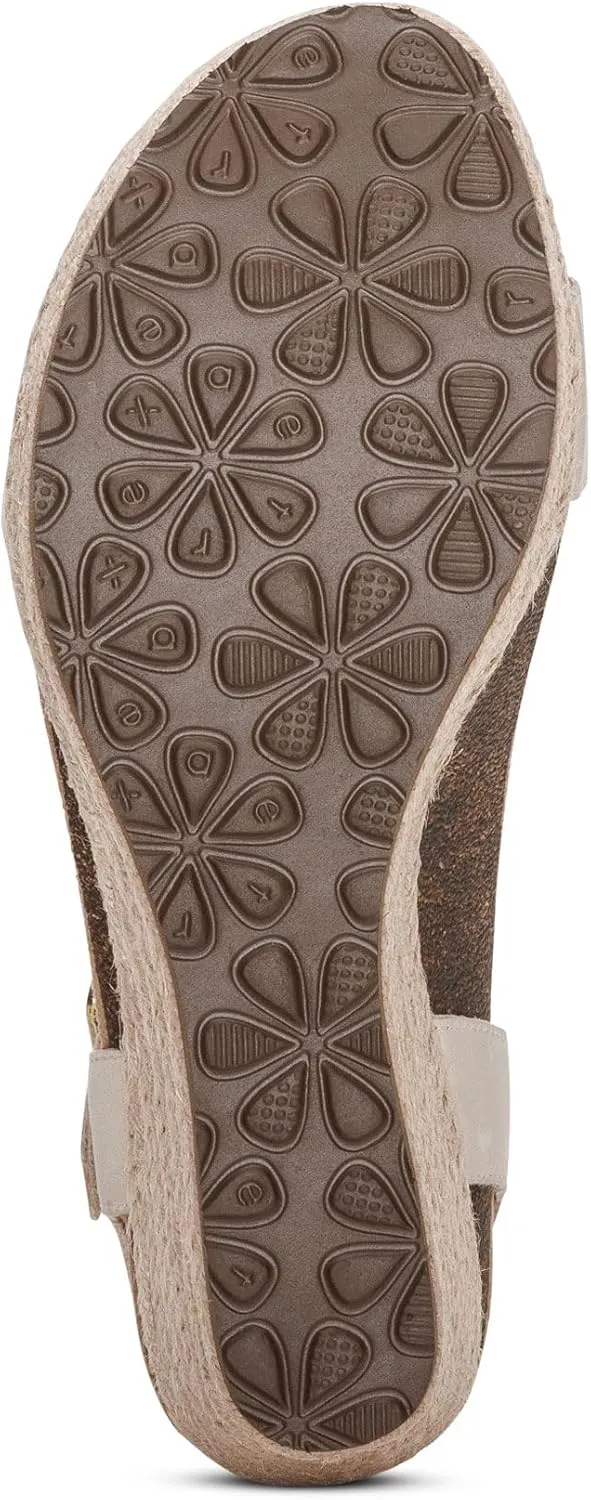 Aetrex Women's Sydney Orthopedic Quarter Ankle Strap Espadrille Wedge Sandals
