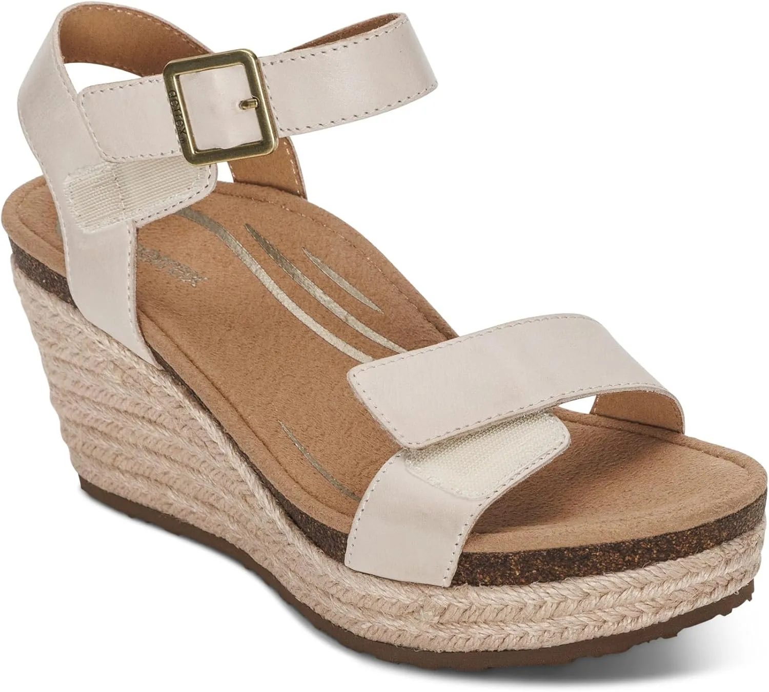 Aetrex Women's Sydney Orthopedic Quarter Ankle Strap Espadrille Wedge Sandals