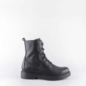 Alanis Black Engraved Leather Combat Boots