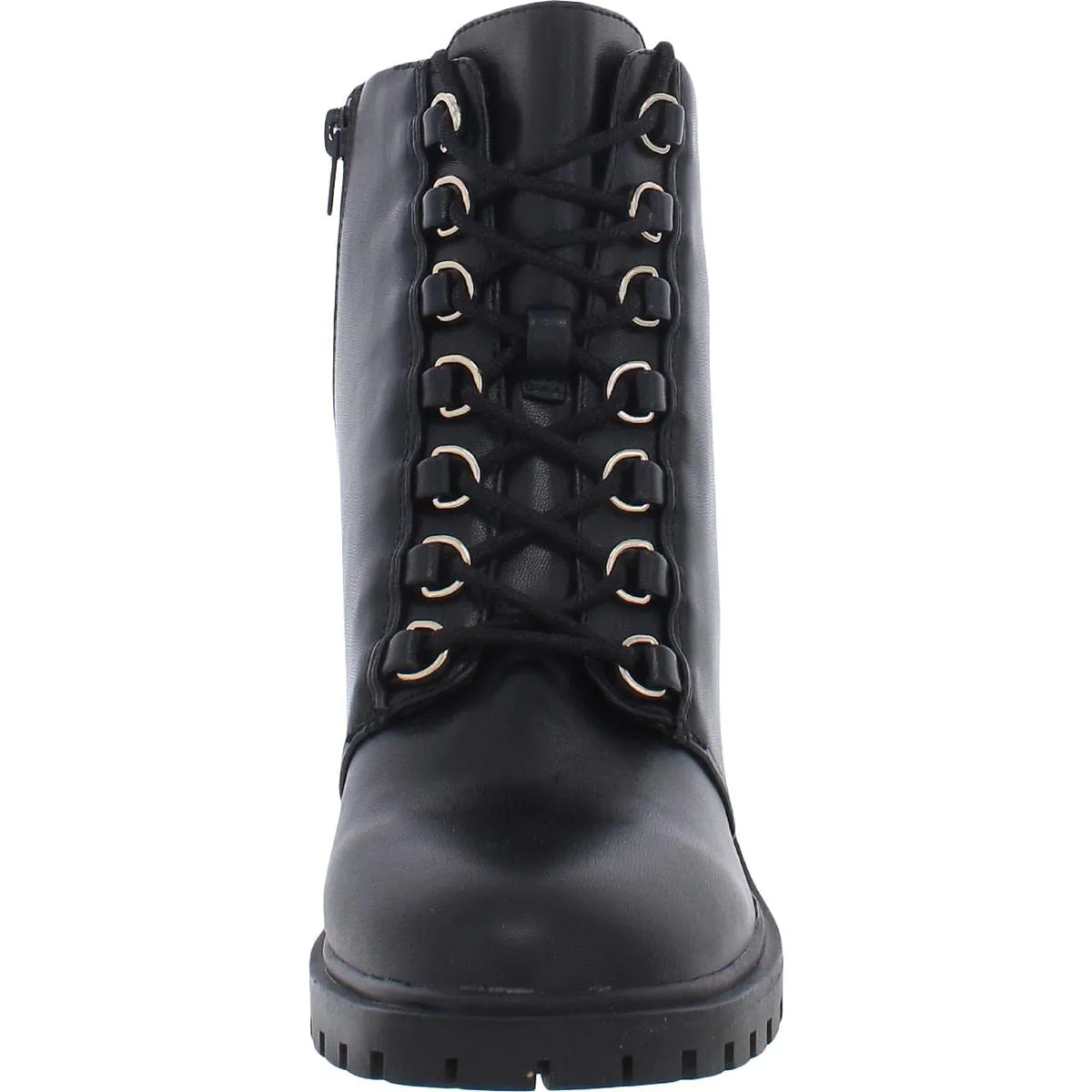 Alfani Womens Buffey Faux Leather Combat & Lace-up Boots Black 10.5 Medium (B,M)