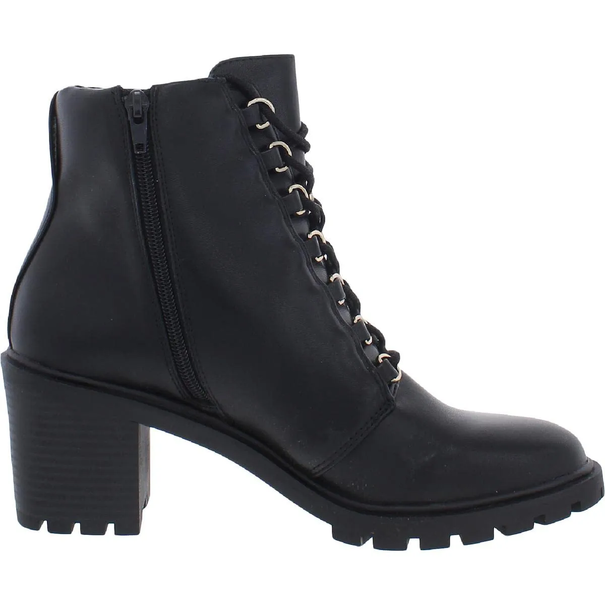 Alfani Womens Buffey Faux Leather Combat & Lace-up Boots Black 10.5 Medium (B,M)