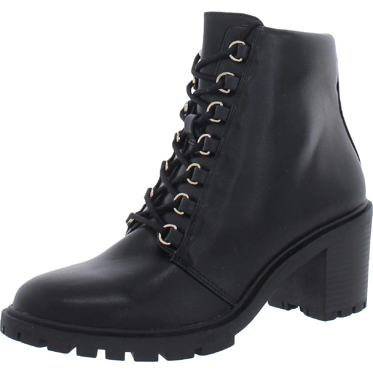 Alfani Womens Buffey Faux Leather Combat & Lace-up Boots Black 10.5 Medium (B,M)