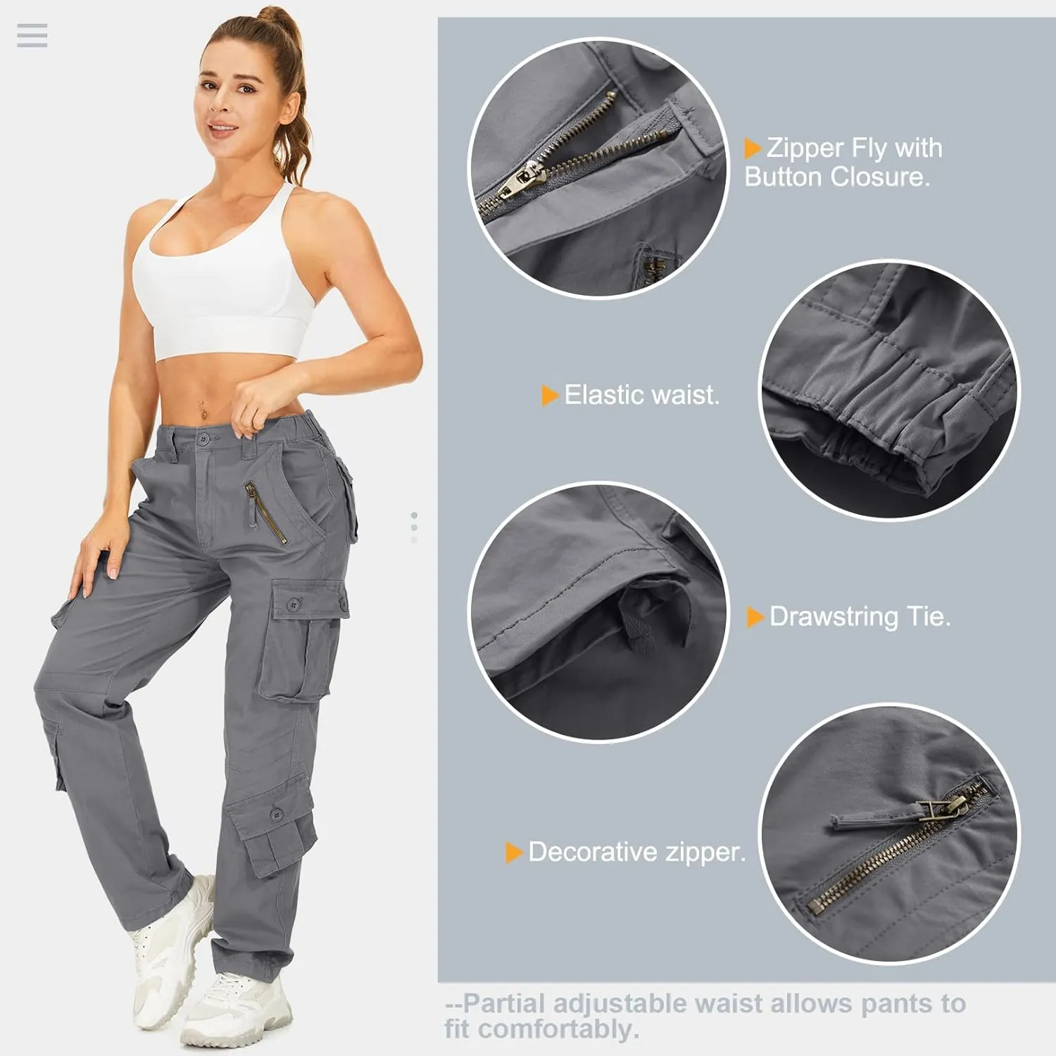 Alfiudad Womens Cargo Pants with Pockets, Women's Casual Military Army Hiking Combat Tactical Work Pants Trousers