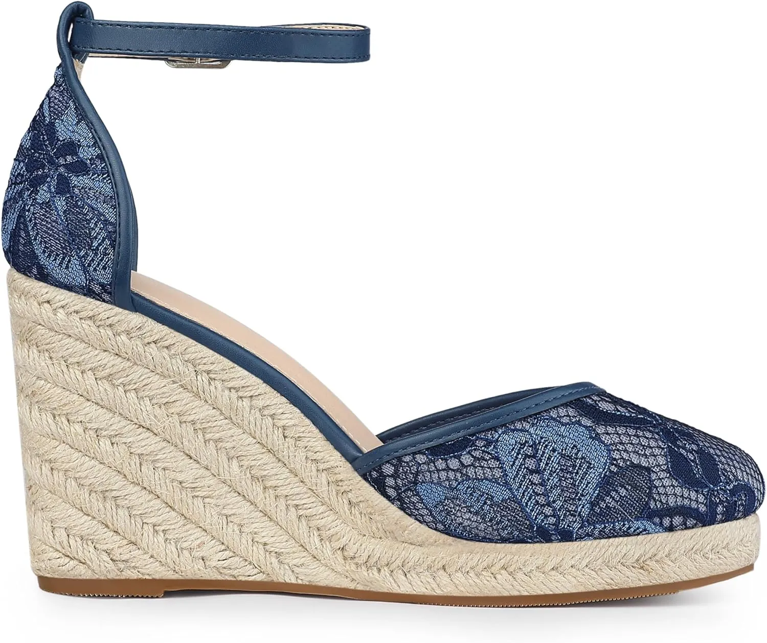 Allegra K Women's Closed Toe Espadrille Platform Heels Lace Wedge Sandals