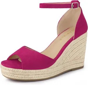 Allegra K Women's Espadrille Platform Ankle Strap Wedge Heel Sandals