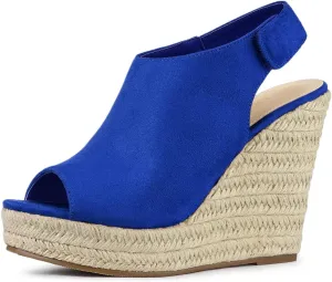 Allegra K Women's Espadrille Platform Heeled Wedges Sandals