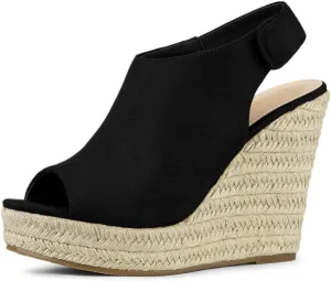Allegra K Women's Espadrille Platform Heeled Wedges Sandals