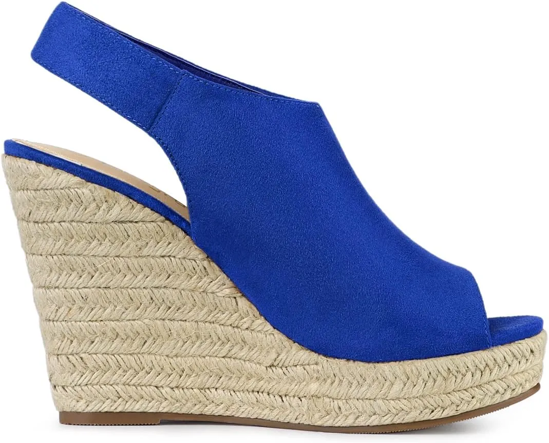 Allegra K Women's Espadrille Platform Heeled Wedges Sandals