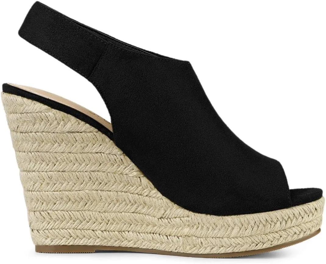 Allegra K Women's Espadrille Platform Heeled Wedges Sandals