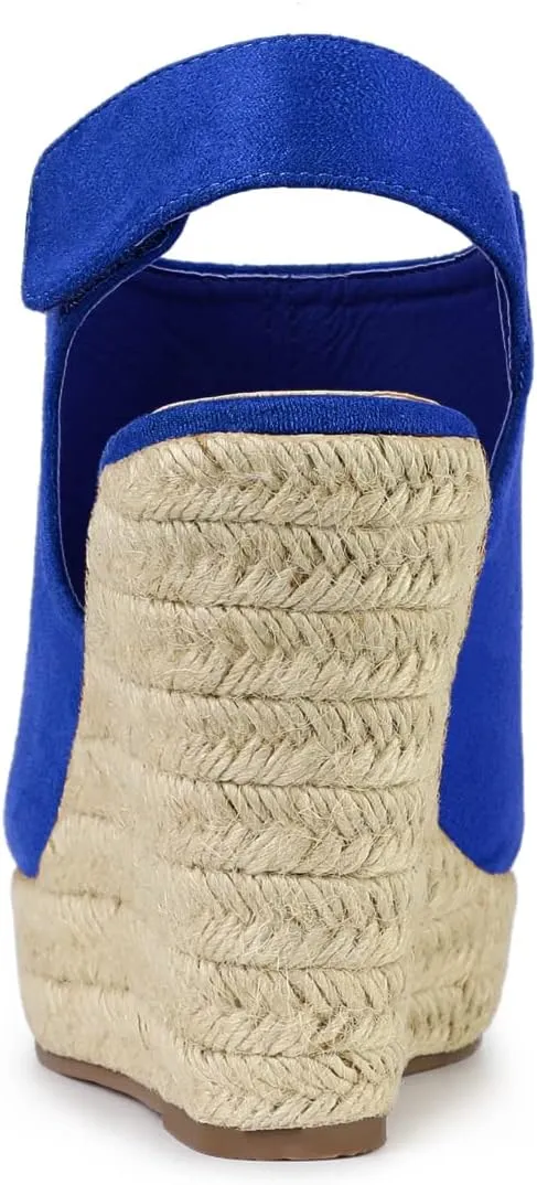 Allegra K Women's Espadrille Platform Heeled Wedges Sandals