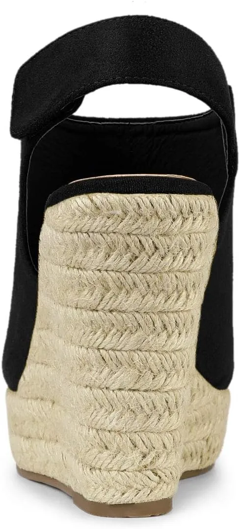 Allegra K Women's Espadrille Platform Heeled Wedges Sandals
