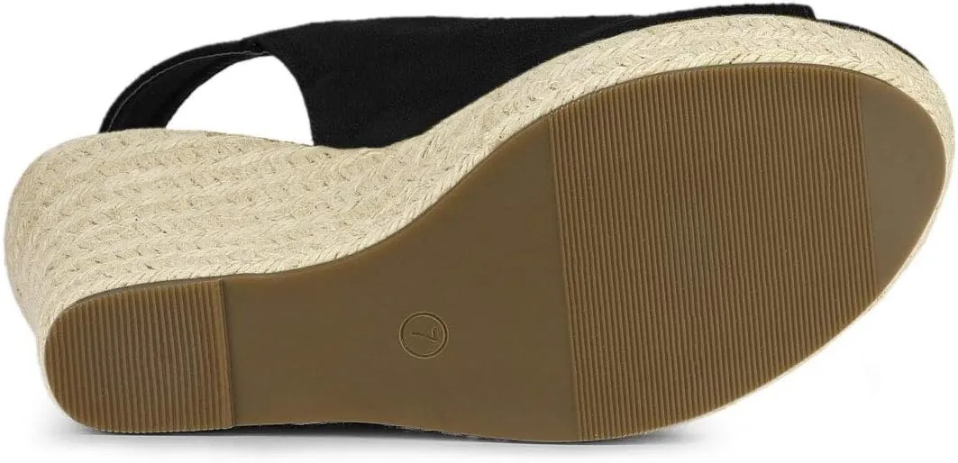 Allegra K Women's Espadrille Platform Heeled Wedges Sandals