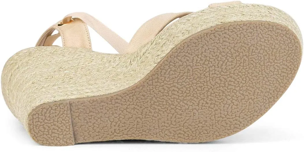 Allegra K Women's Espadrille Platform Lace Up Wedges Sandals