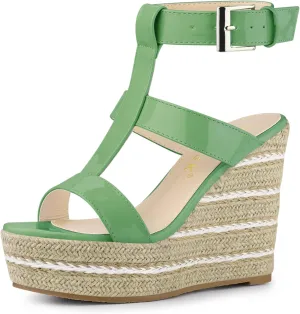 Allegra K Women's Espadrille Strappy Platform Wedges Sandals