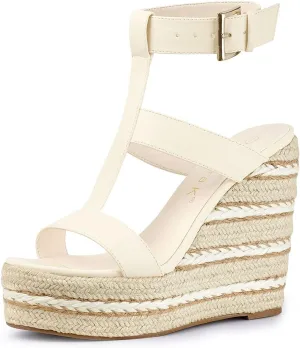 Allegra K Women's Espadrille Strappy Platform Wedges Sandals