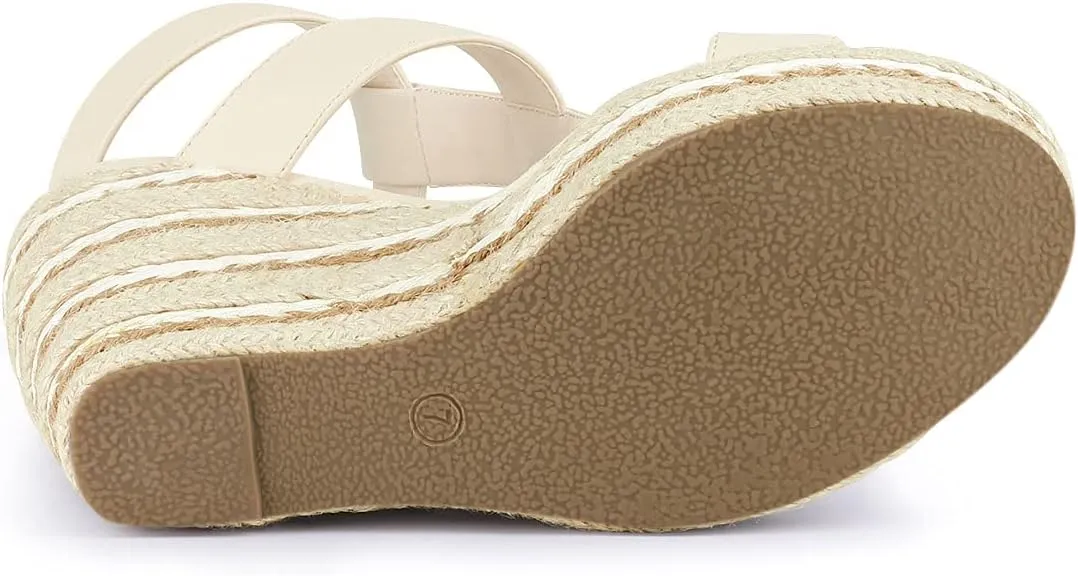 Allegra K Women's Espadrille Strappy Platform Wedges Sandals