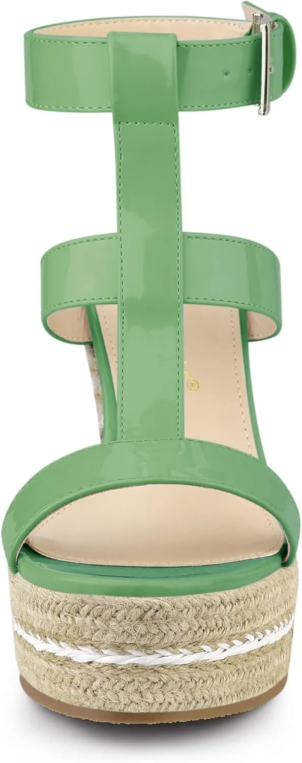 Allegra K Women's Espadrille Strappy Platform Wedges Sandals