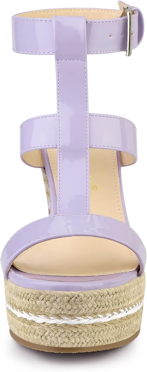 Allegra K Women's Espadrille Strappy Platform Wedges Sandals