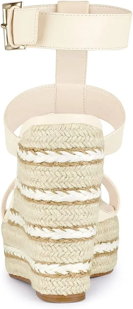 Allegra K Women's Espadrille Strappy Platform Wedges Sandals