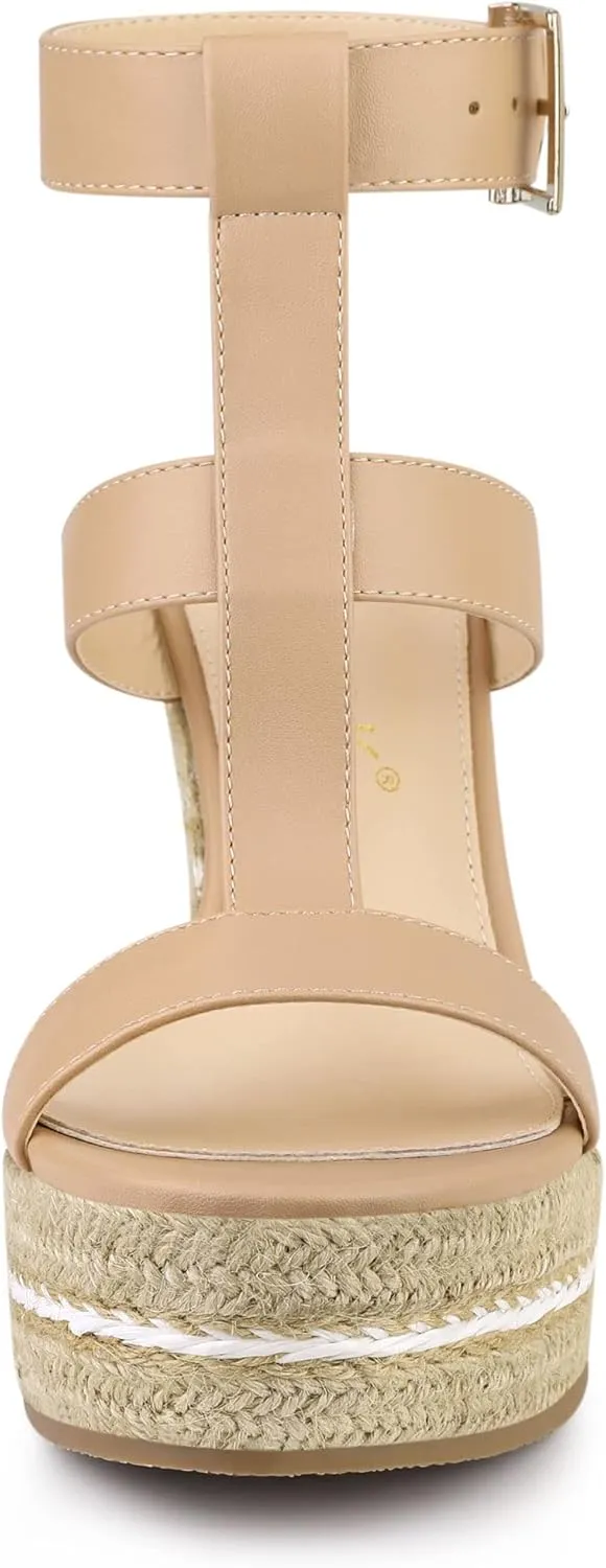 Allegra K Women's Espadrille Strappy Platform Wedges Sandals