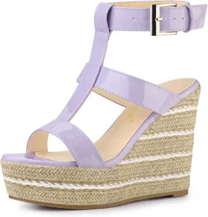 Allegra K Women's Espadrille Strappy Platform Wedges Sandals