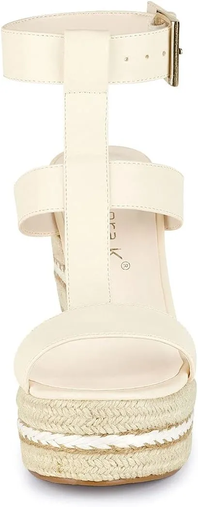 Allegra K Women's Espadrille Strappy Platform Wedges Sandals