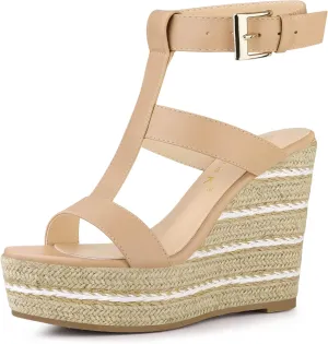 Allegra K Women's Espadrille Strappy Platform Wedges Sandals