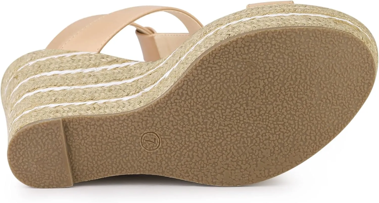 Allegra K Women's Espadrille Strappy Platform Wedges Sandals