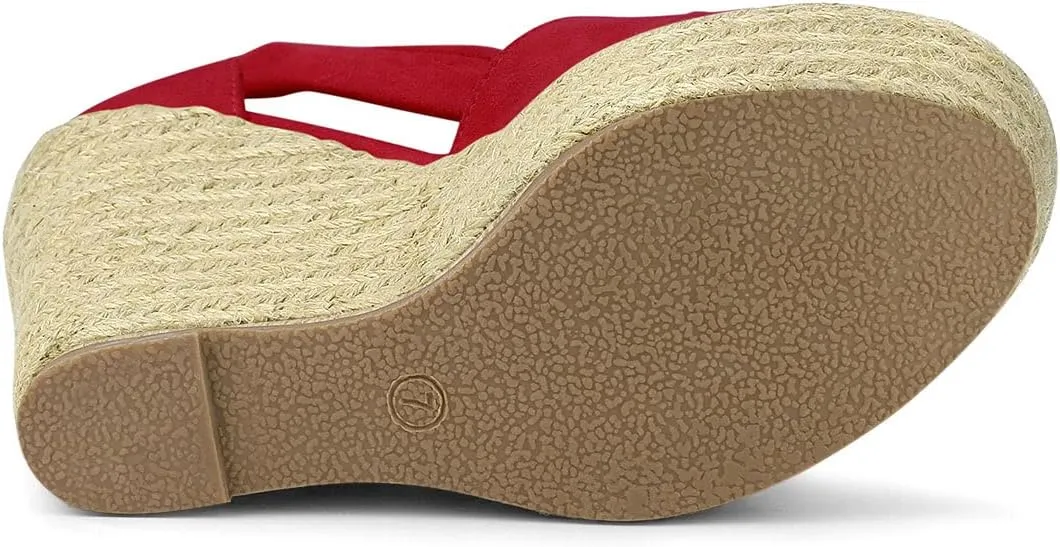Allegra K Women's Espadrilles Tie Up Ankle Strap Wedges Sandals