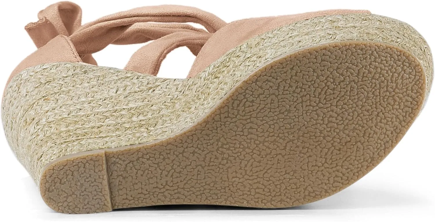 Allegra K Women's Lace Up Espadrilles Platform Platform Wedges Sandals