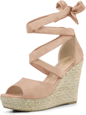 Allegra K Women's Lace Up Espadrilles Platform Platform Wedges Sandals