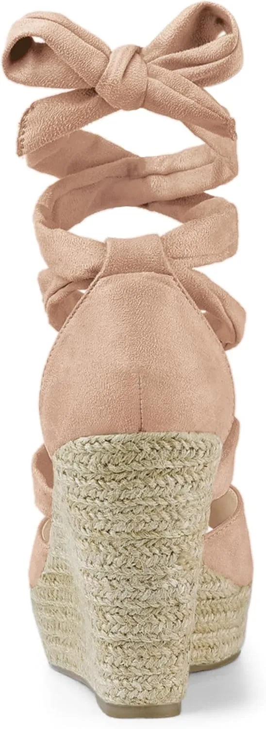 Allegra K Women's Lace Up Espadrilles Platform Platform Wedges Sandals