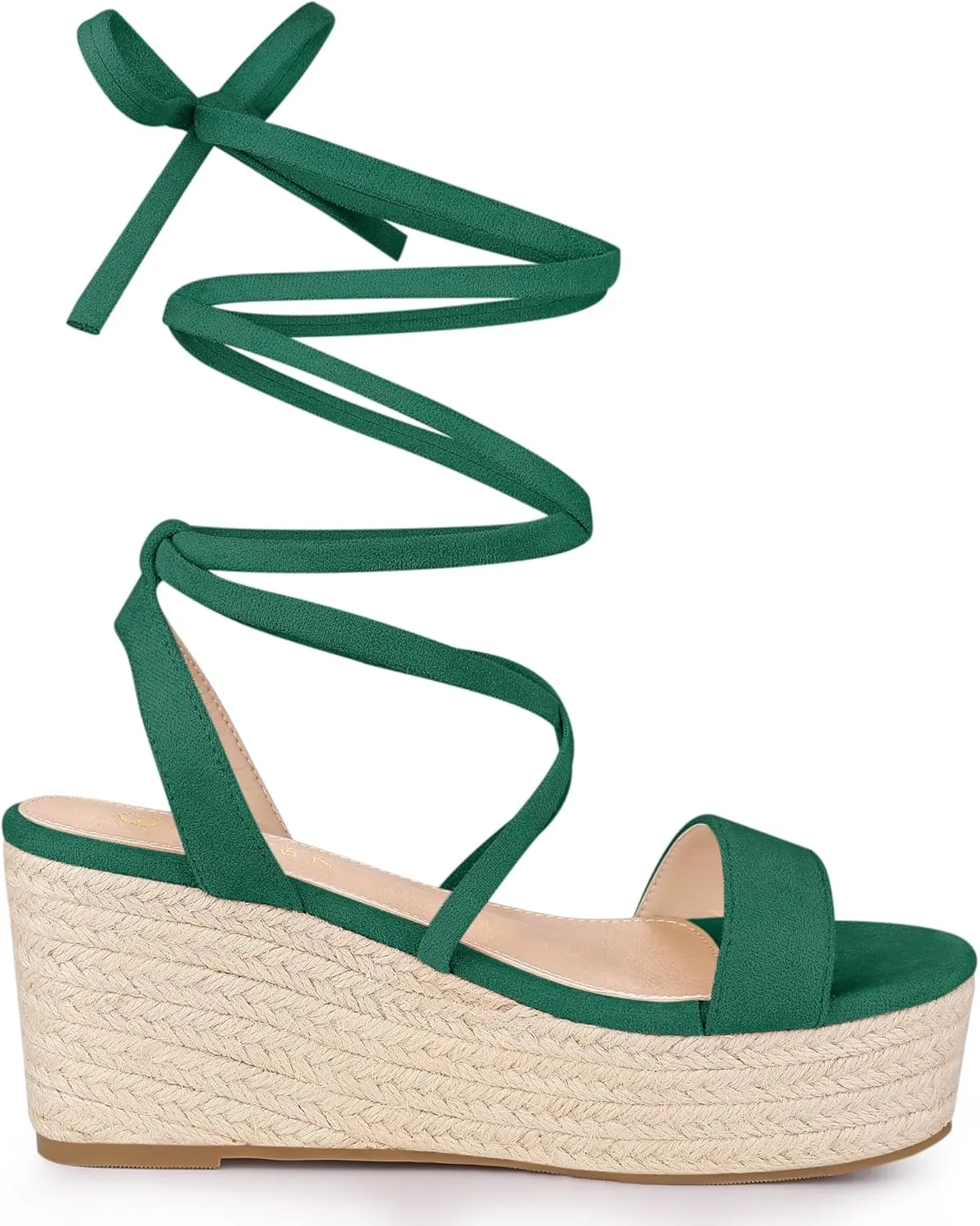 Allegra K Women's Lace Up Wedge Heel Slingback Platform Strappy Sandals