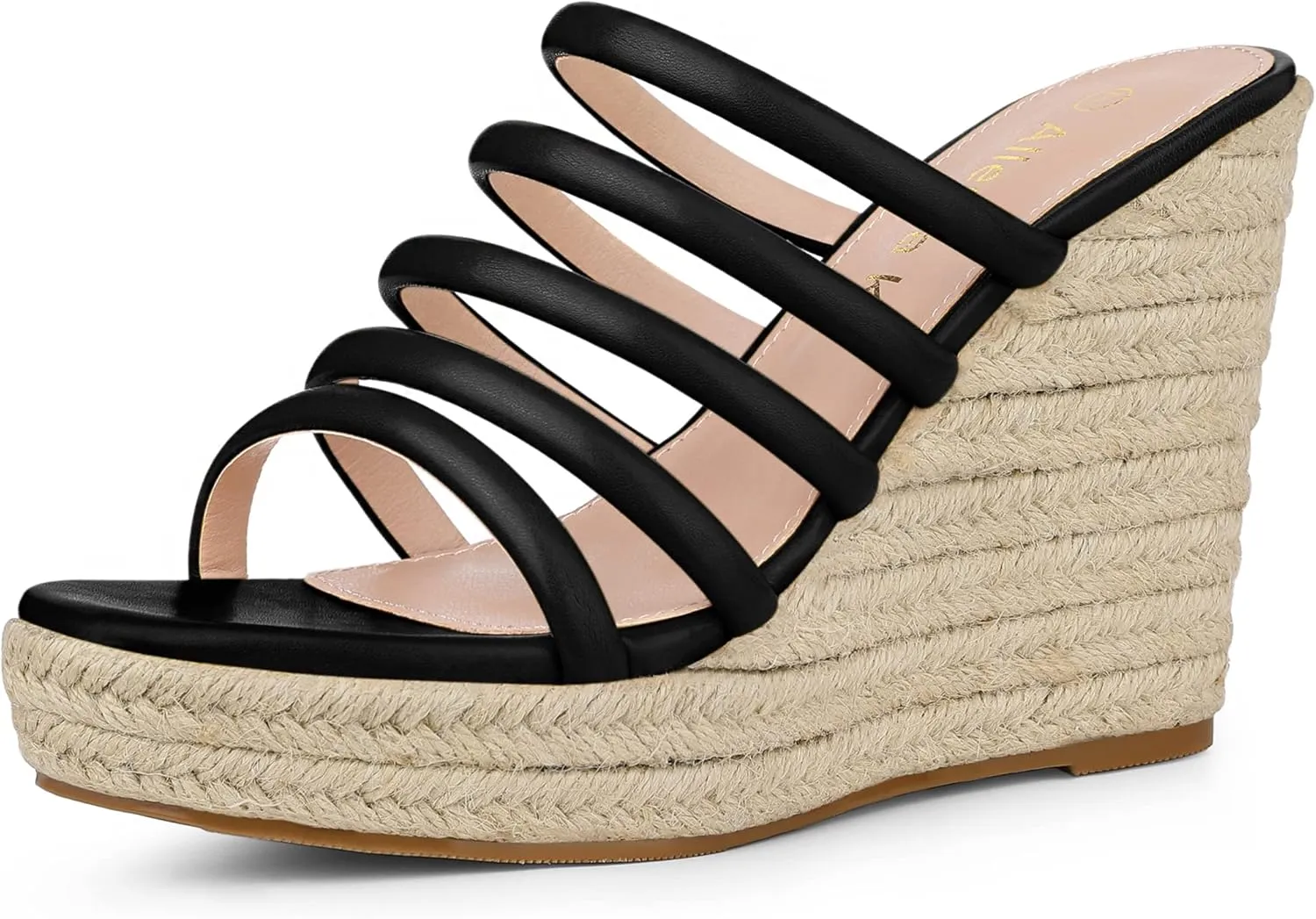 Allegra K Women's Platform Espadrille Wedge Strappy Straps Slides Wedges