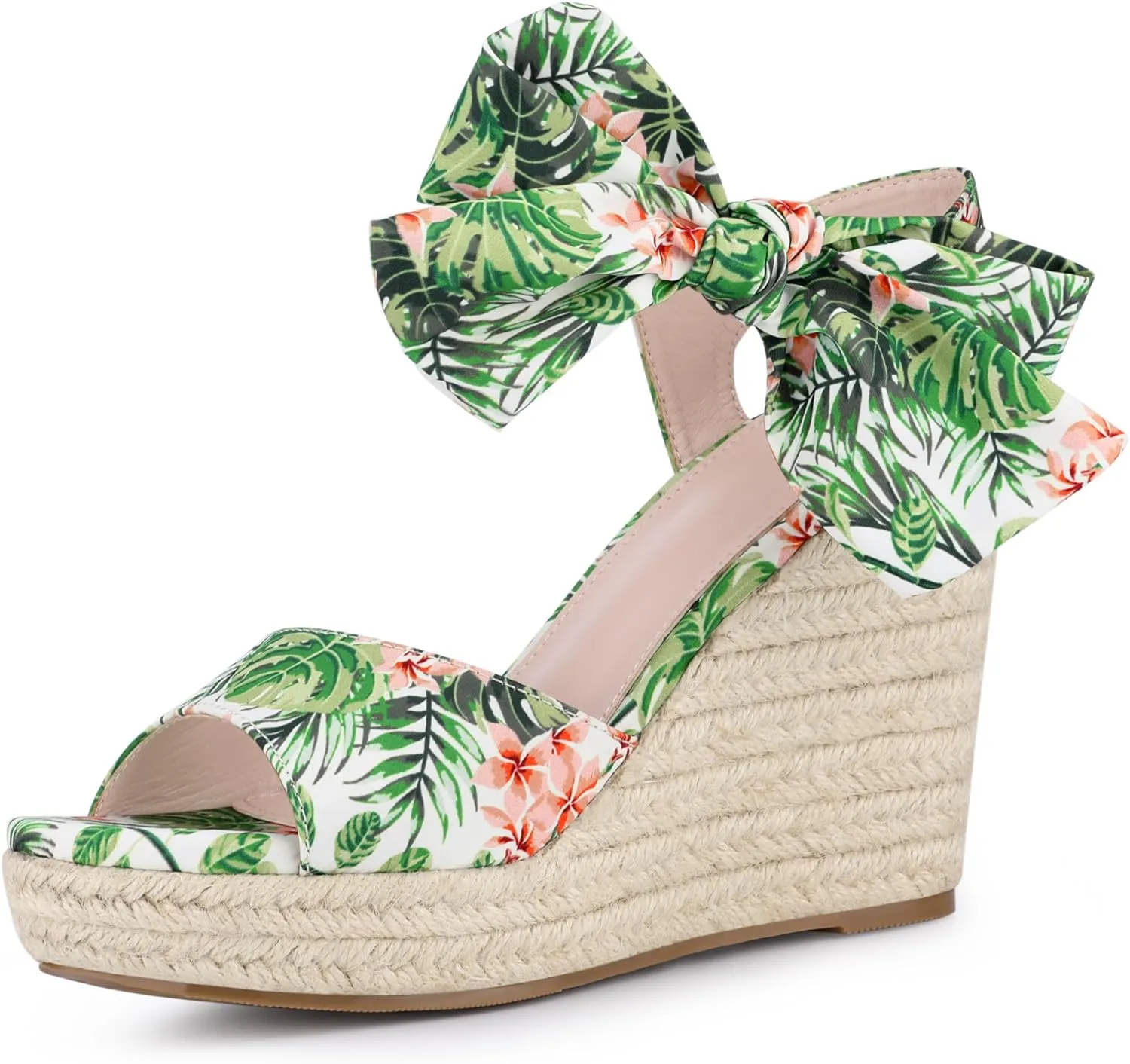 Allegra K Women's Platform Floral Printed Slingback Espadrille Wedge Sandals