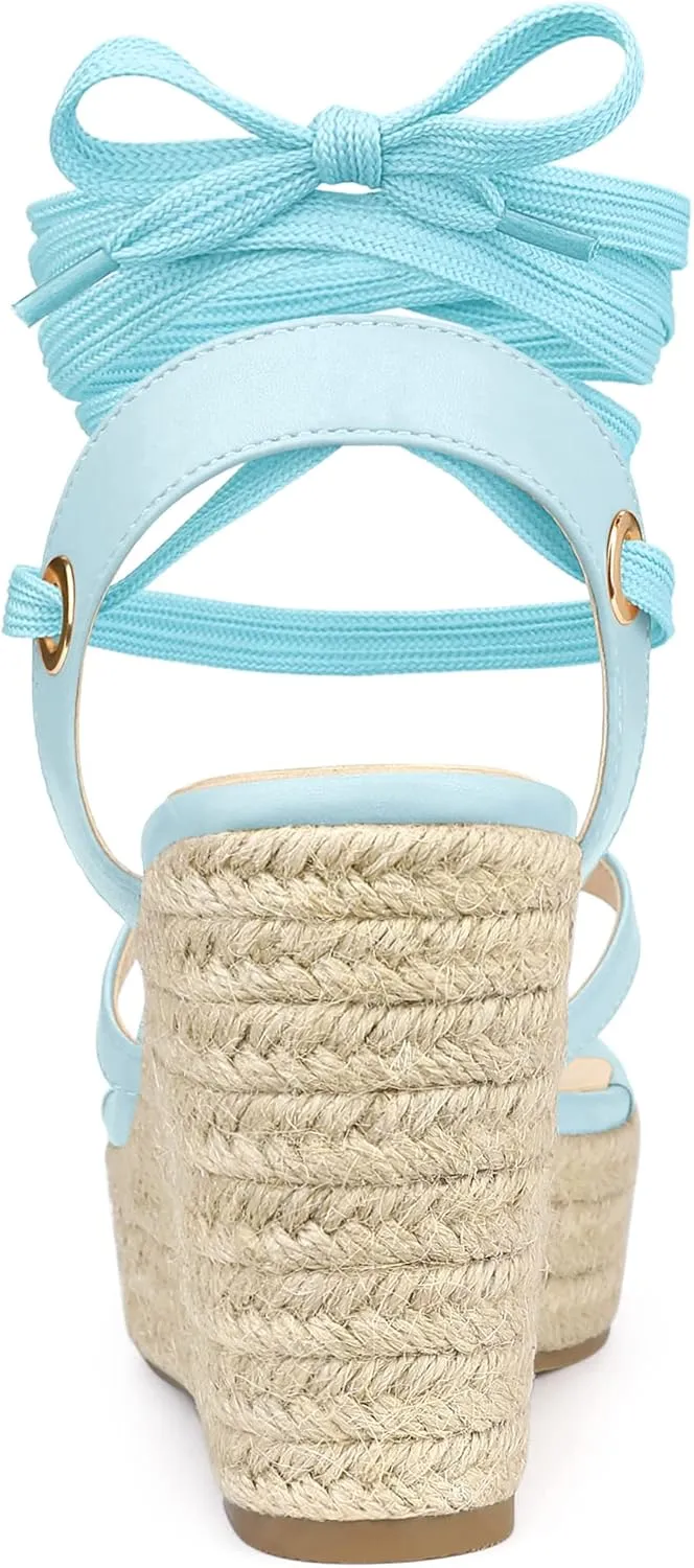 Allegra K Women's Platform Strappy Slingback Flip Flops Wedge Sandals