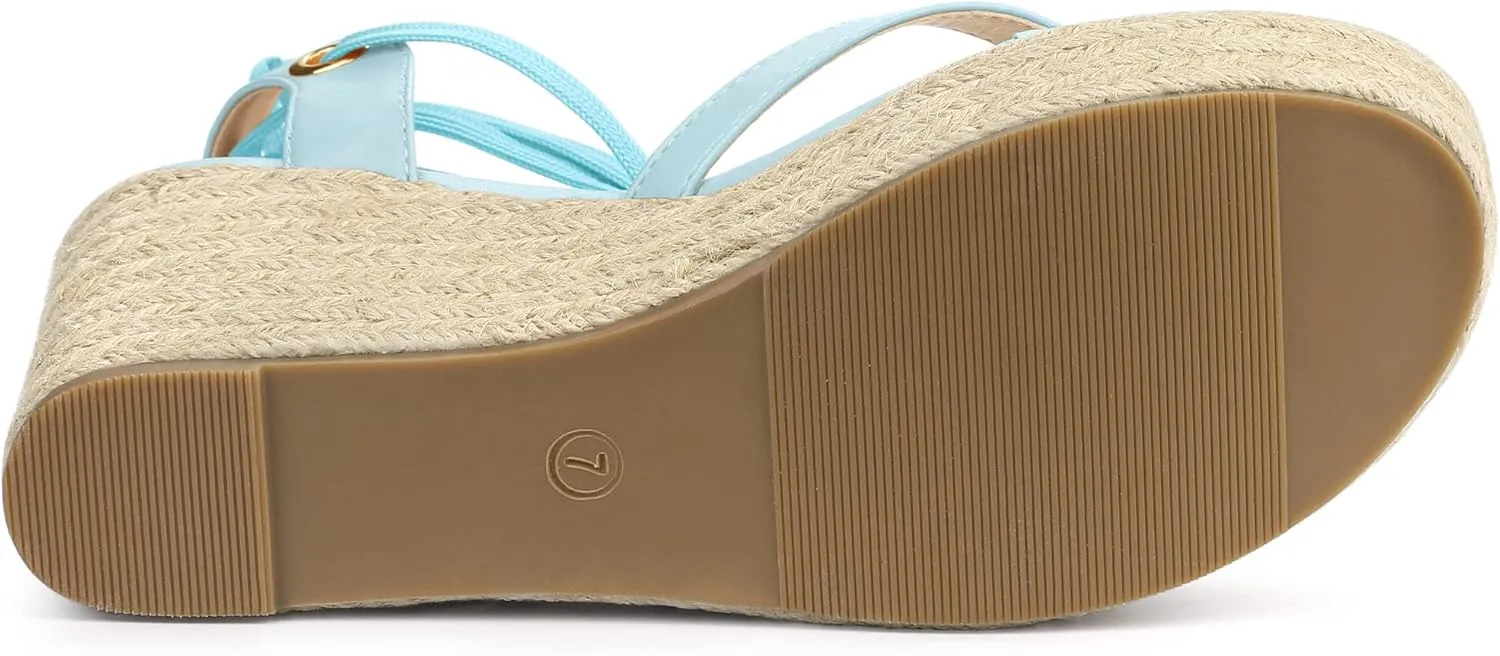 Allegra K Women's Platform Strappy Slingback Flip Flops Wedge Sandals