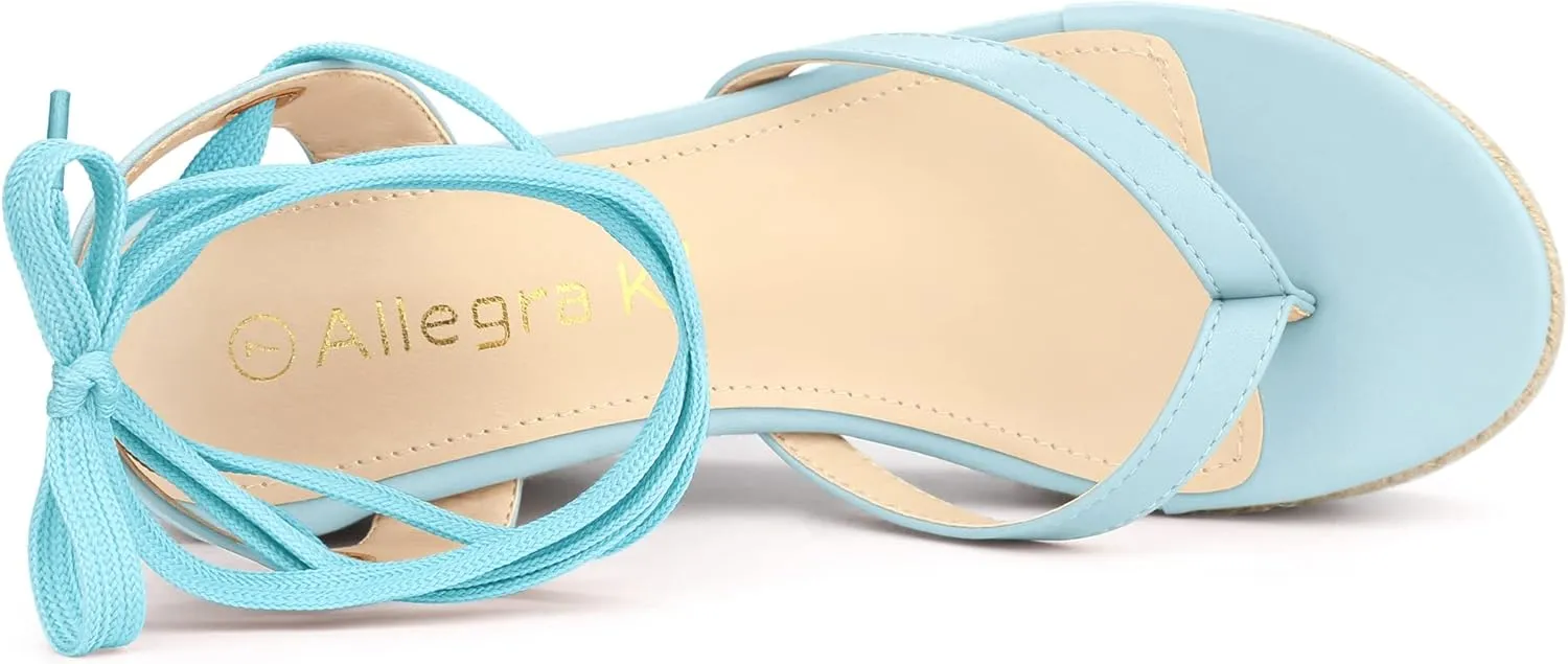Allegra K Women's Platform Strappy Slingback Flip Flops Wedge Sandals