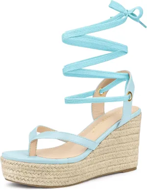 Allegra K Women's Platform Strappy Slingback Flip Flops Wedge Sandals