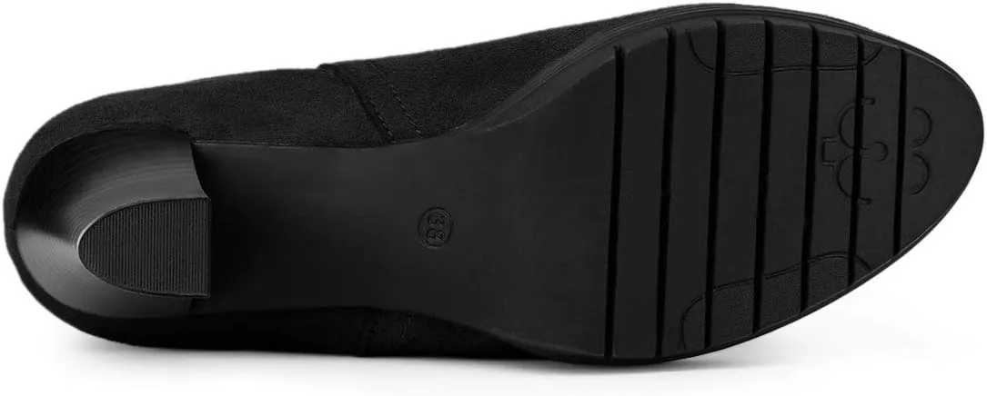 Allegra K Women's Pointed Toe Block Heel Ankle Chelsea Boots