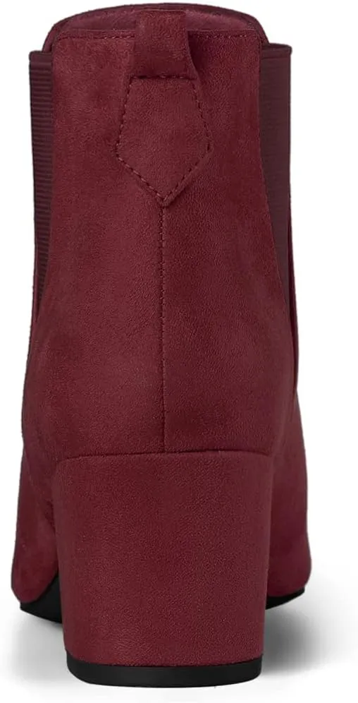 Allegra K Women's Pointed Toe Block Heel Ankle Chelsea Boots