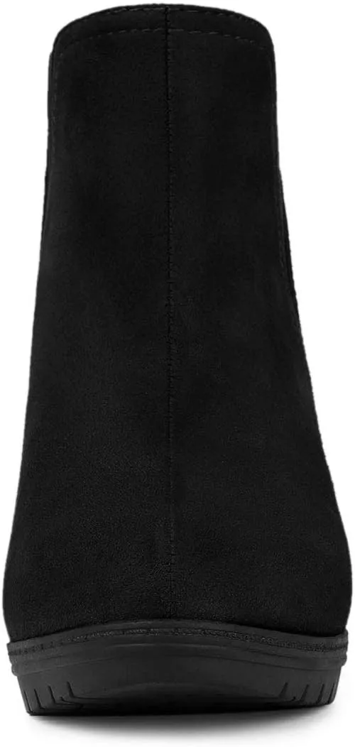 Allegra K Women's Pointed Toe Block Heel Ankle Chelsea Boots